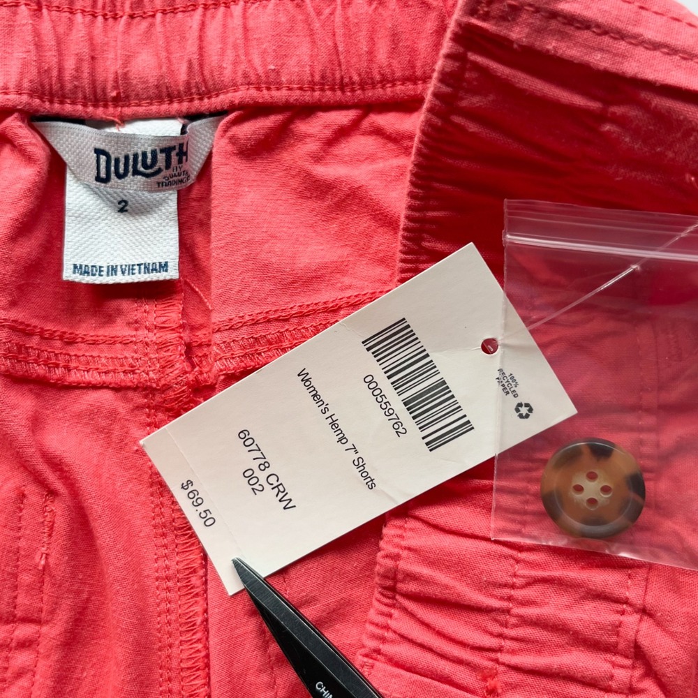 NEW Duluth Trading Co Cotton Hemp 7" Shorts Womens 2 Coral - Picture 7 of 8